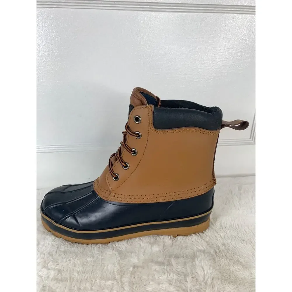 Totes Womens Brown & Navy blue Winter Waterproof Duck Boots Size 7M
